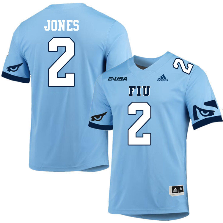 #2 Amari Jones FIU Jersey,Florida International University Panthers Football Jersey-Light Blue